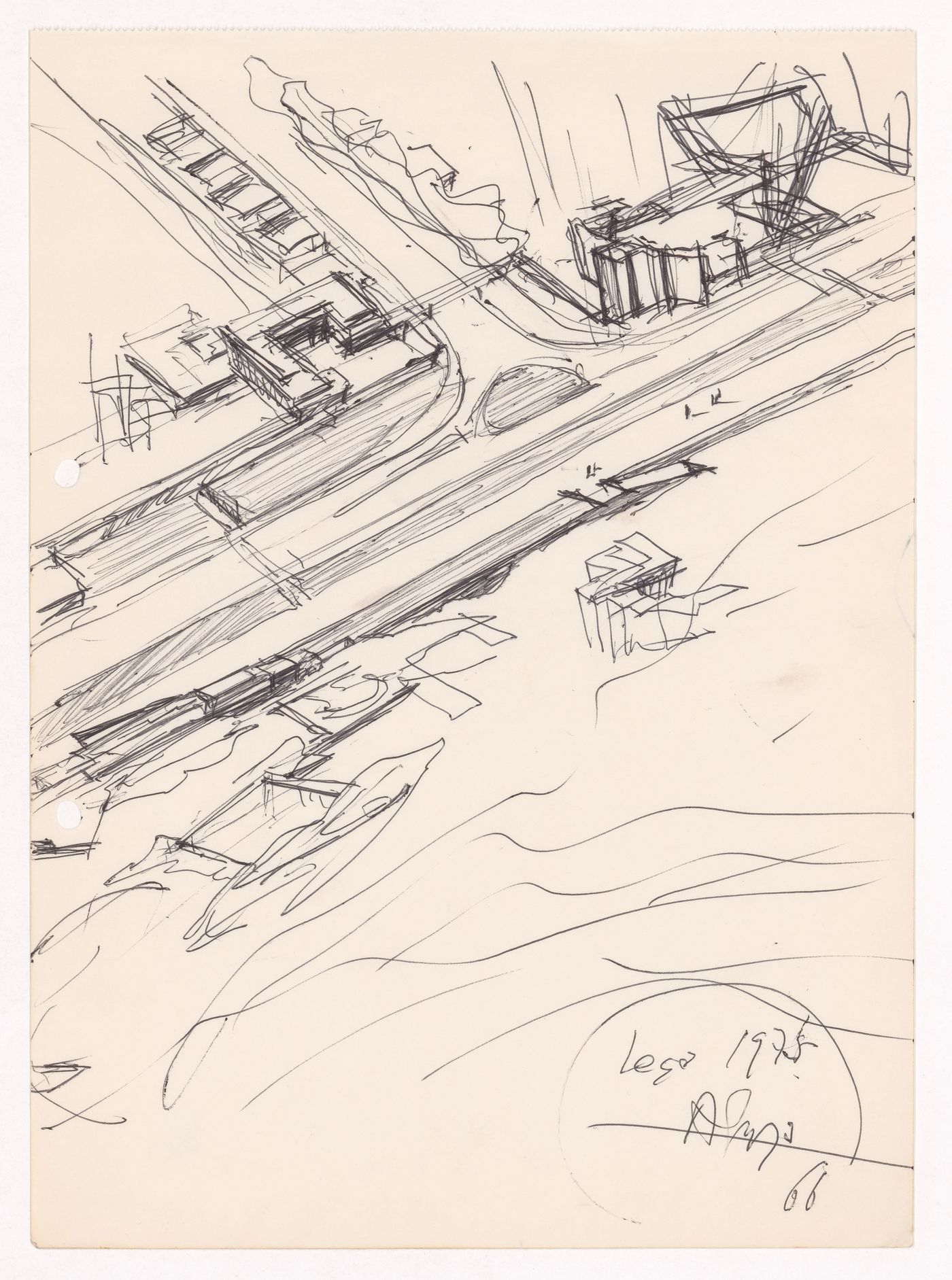 Sketch axonometric view for Plano Urbanístico para a Marginal de Leça e Zona da Boa Nova, Leça da Palmeira, Matosinhos, Portugal