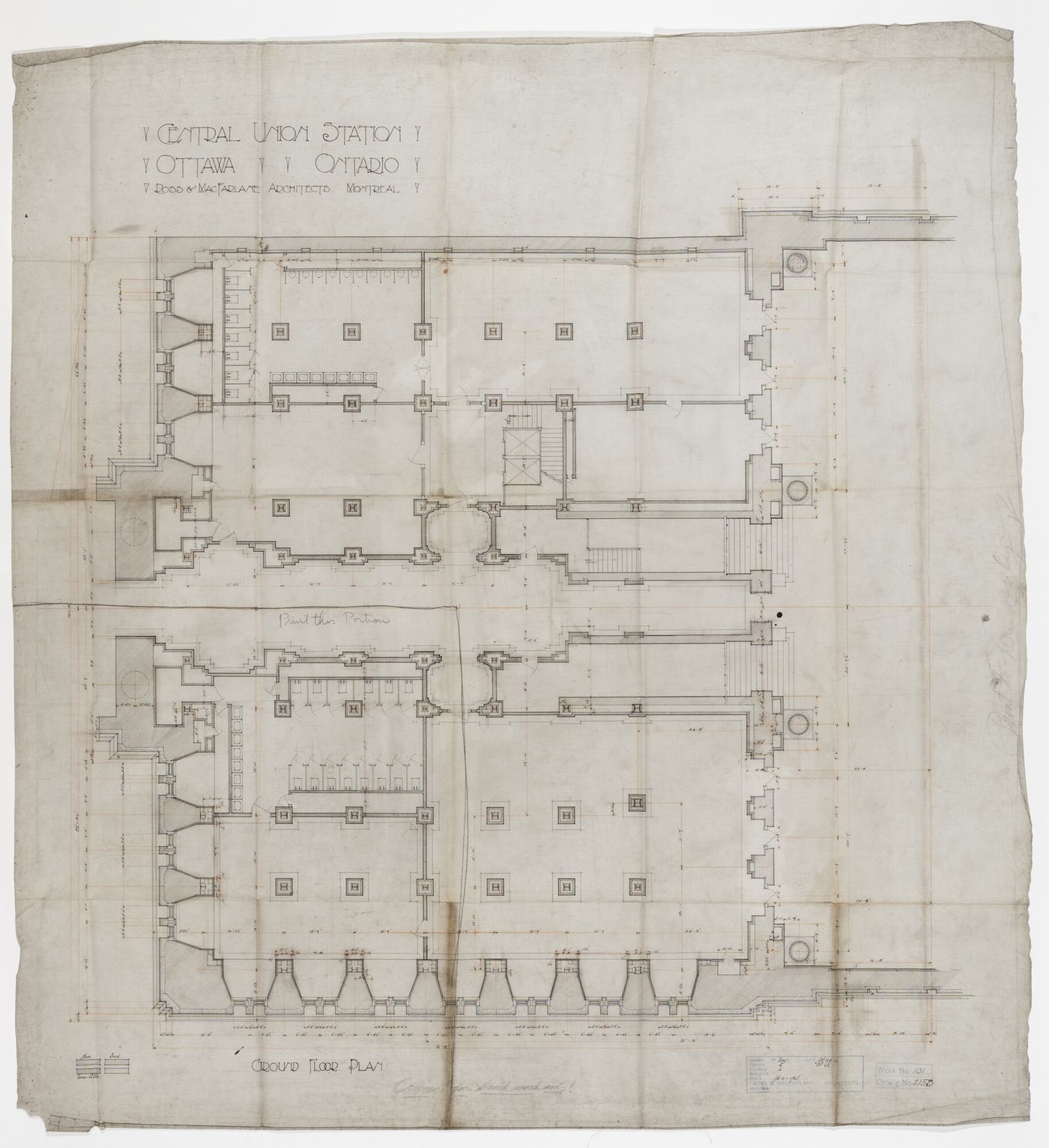 Ground floor plan for Central Union Passenger Station, Ottawa, Ontario