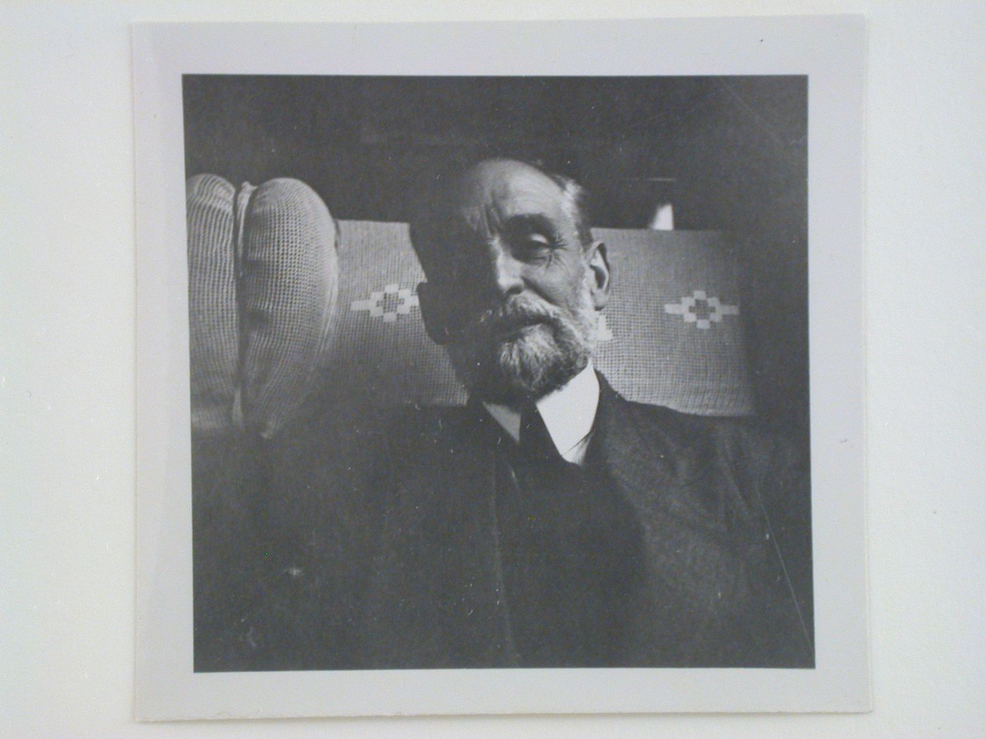 Portrait of Mr Sébille, a French architect, in a train car