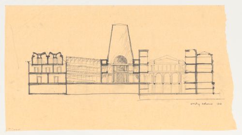 Section looking north for the Brooklyn Museum master plan, first phase