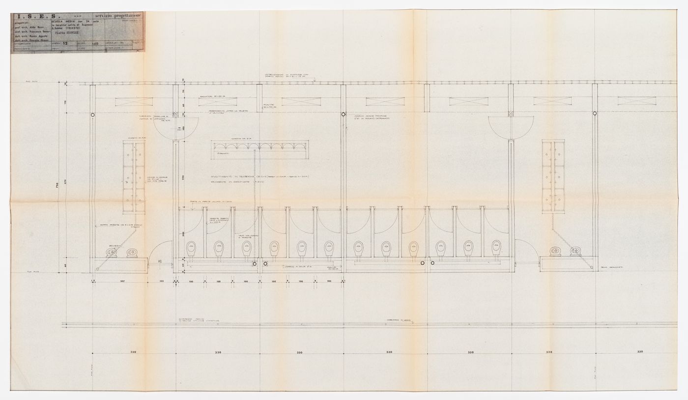 Middle school ("Scuola media") in San Sabba, Trieste, Italy: services plan ("pianta servizi")