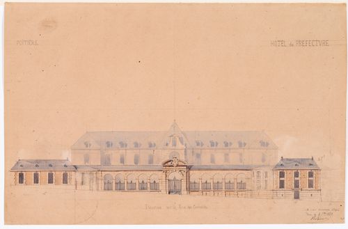 Project for a Hôtel de préfecture, Poitiers: Front elevation, rue des Carmelites