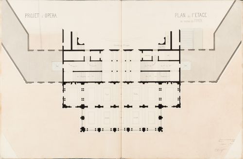Project for an opera house for the Théâtre impérial de l'opéra: First floor plan "au niveau du foyer"