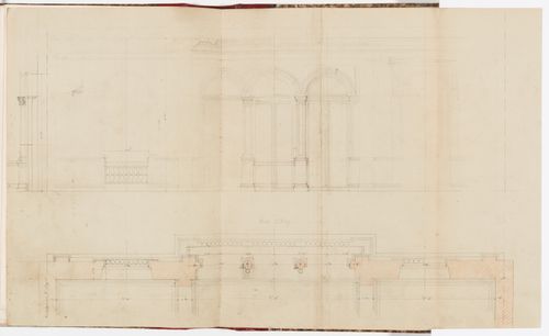 Partial interior elevation and plan for the second floor, Hôtel Soltykoff