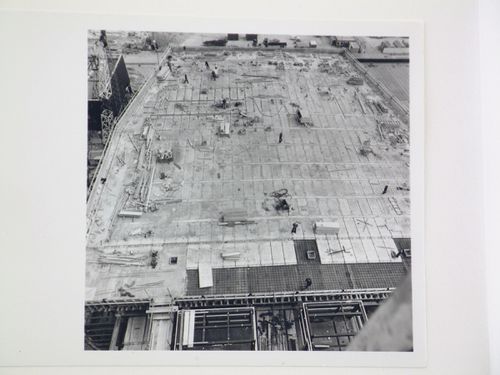 View of installation of roof panels for power station, United Kingdom