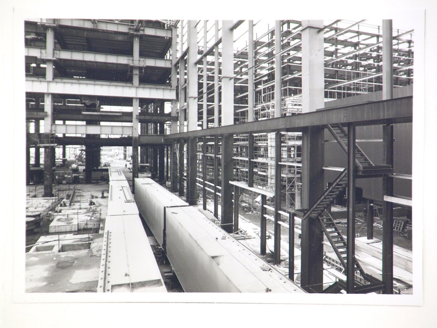 View of construction of steel structure for power station, United Kingdom