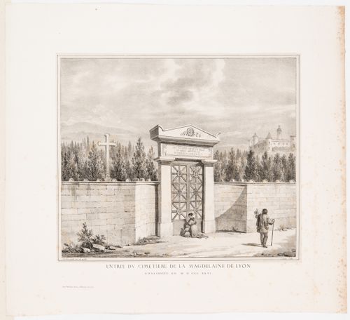 Cimetière de la Magdeleine, Lyon: Perspectival view of the entrance