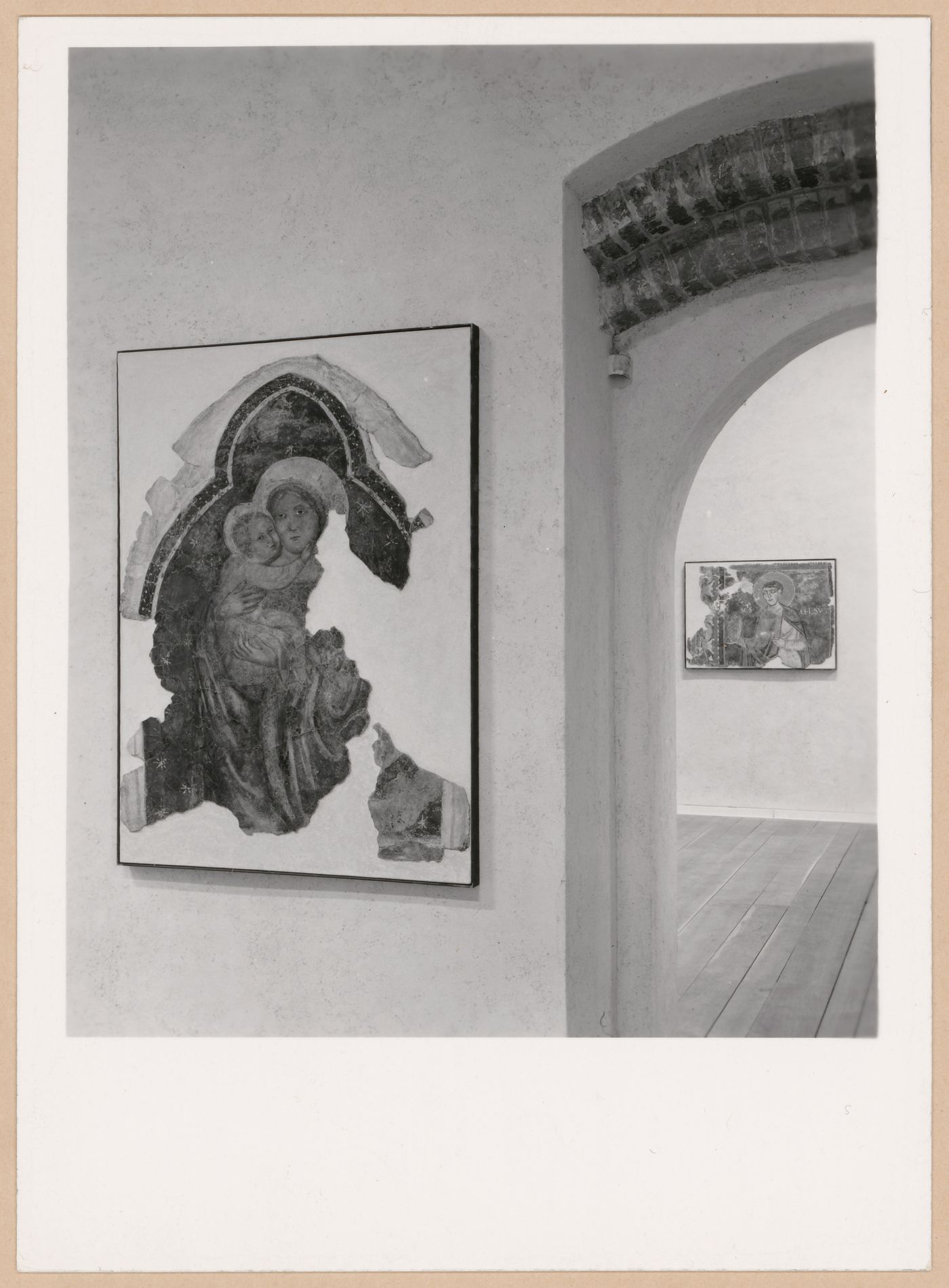 View of a painting with a doorway and gallery on the right, Museo di Castelvecchio, Verona, Italy