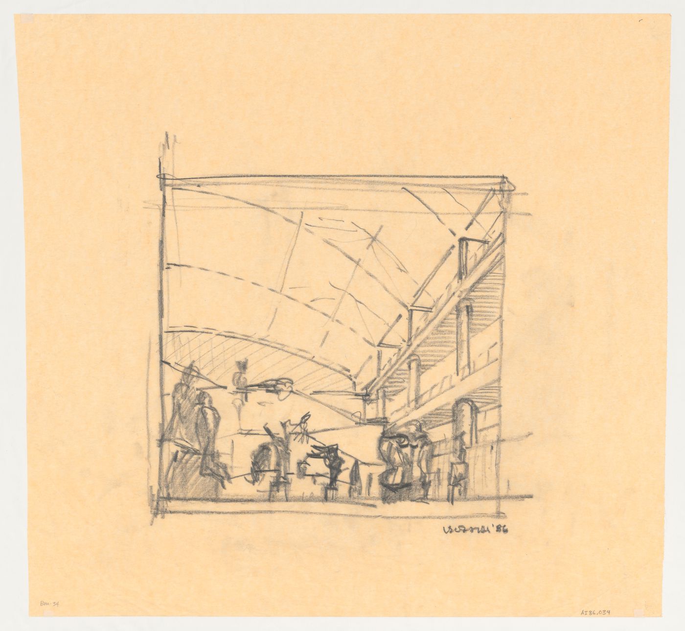 Perspective view of the Rodin court for the Brooklyn Museum master plan, fourth phase