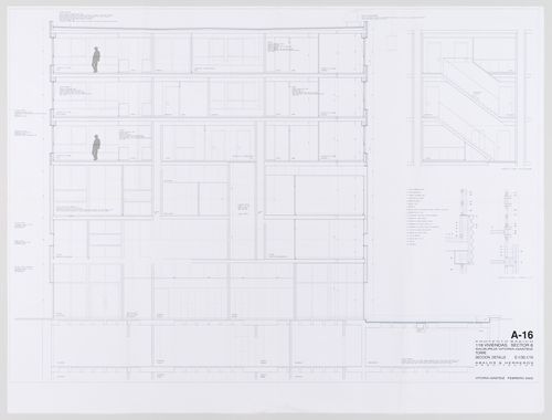 Section and detail, Torres mixtas bioclimáticas en el Humedal de Salburúa Fens, Vitoria, Spain