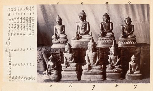 View of statues, F. Beato Limited, C Road, Mandalay, Burma (now Myanmar)