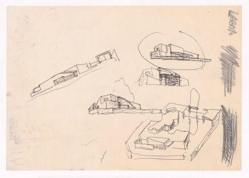 Sketch perspective and axonometric views for Casa em Francelos, Vila Nova de Gaia, Portugal