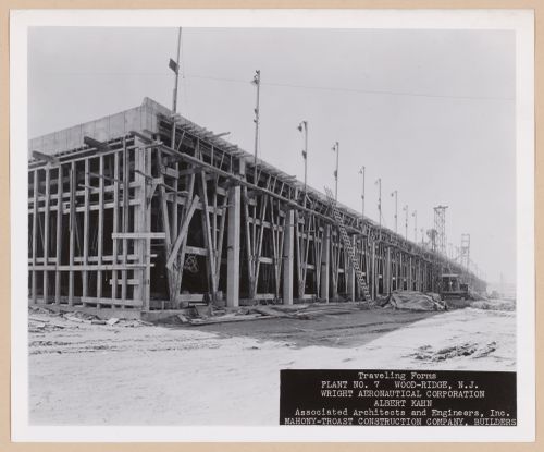 View of Assembly Building No. 7 [?] under construction, Wright Aeronautical Corporation Airplane Engine Assembly Plant, Wood-Ridge, New Jersey