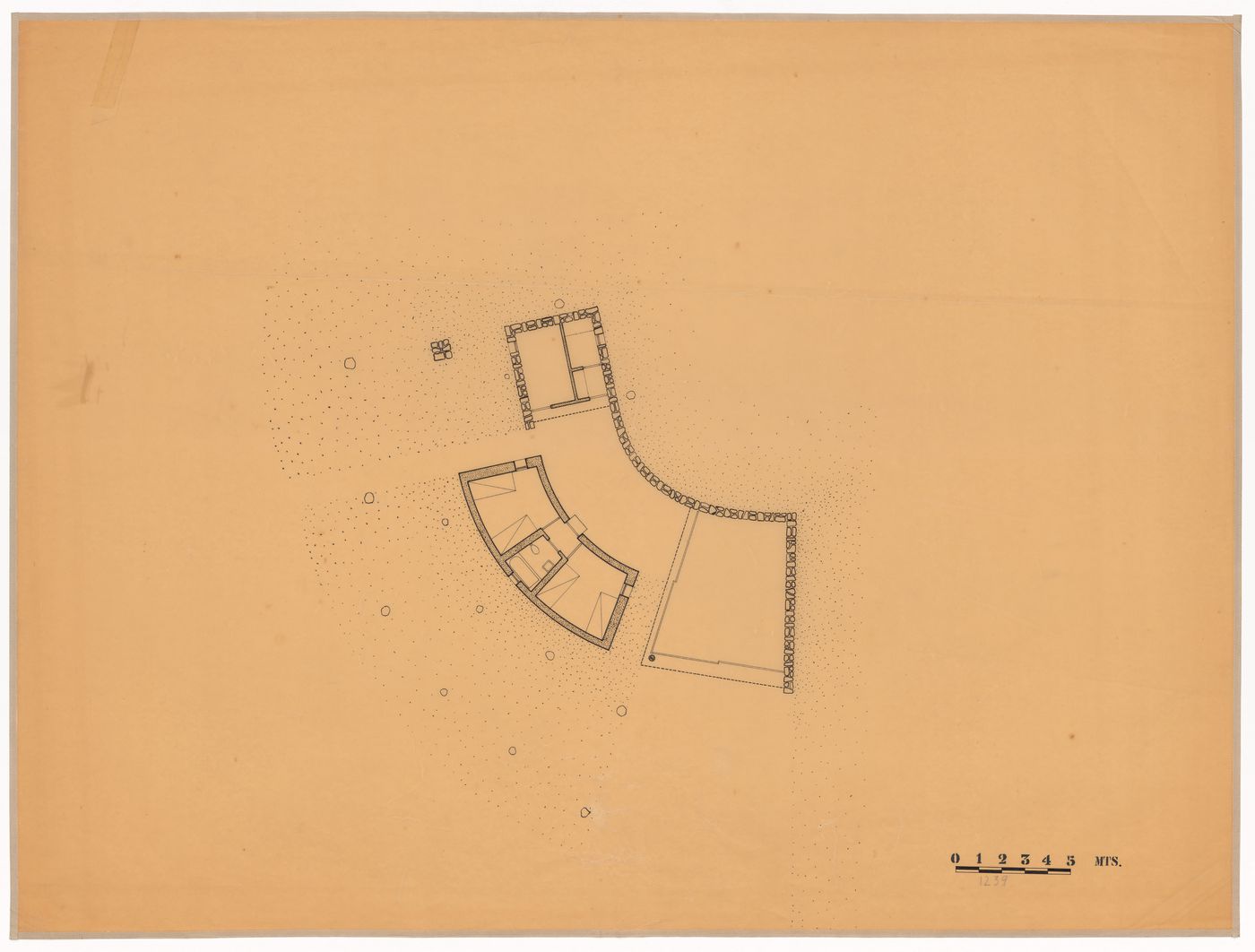 Floor plan of the service pavilion for Casa sobre el arroyo, Mar del Plata, Argentina