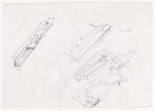 Sketch axonometric views for Restaurante de Santo Domingo de Bonaval, Santiago de Compostela, Spain