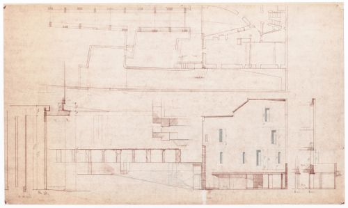 Section, floor plan, and exterior elevation for Casa Miggiano, Otranto, Italy