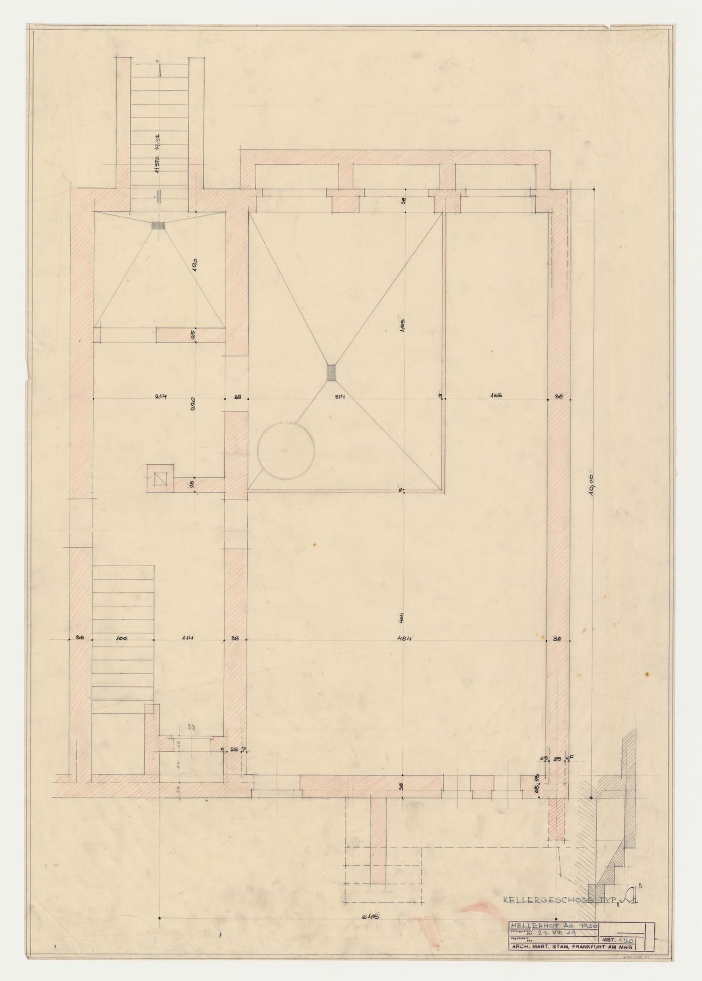 Basement plan for a type A housing unit, Hellerhof Housing Estate, Frankfurt am Main, Germany