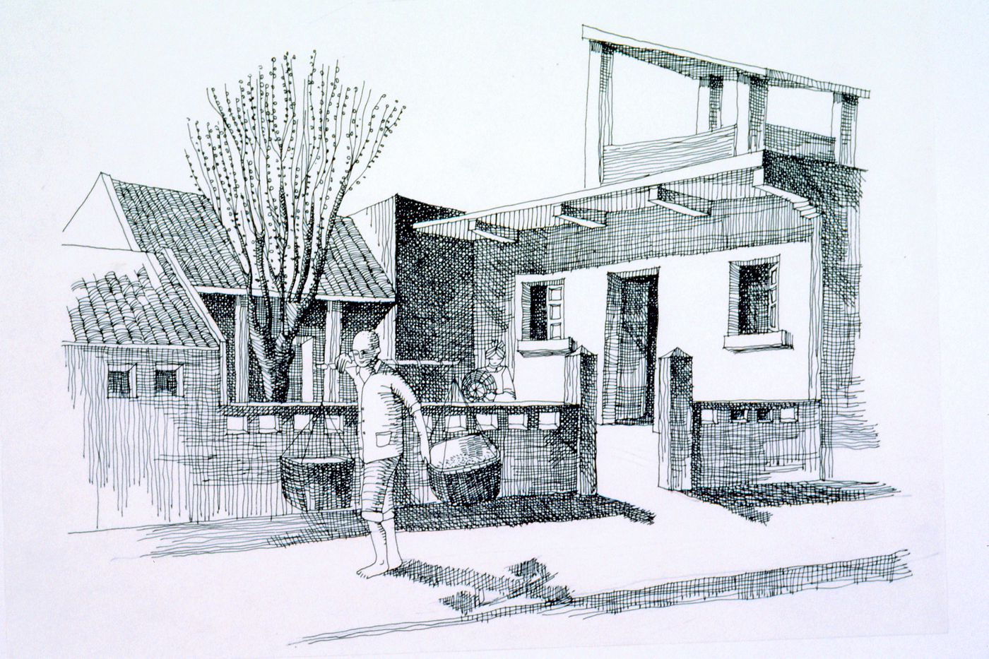 Illustration of rural activities used for "Village Upgrading" training package based on research paper "Housing a Billion: Volume 2: Village Upgrading: Jianlu, China"