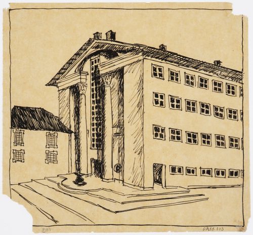 Sketch perspective for the principal façade for Karl Johansskolan, Göteborg, Sweden