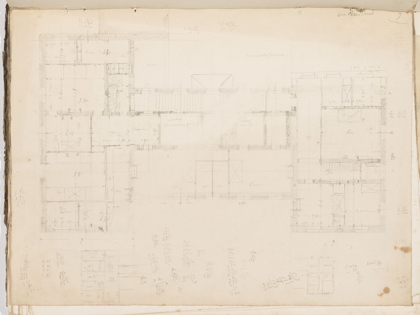 Project no. 7 for a country house for comte Treilhard: First floor plan