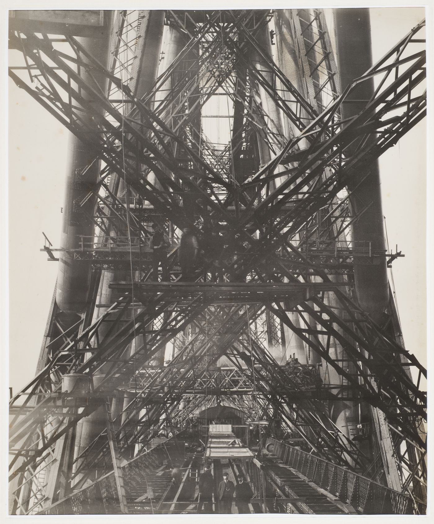 View of the Forth Bridge under construction, Firth of Forth, Scotland