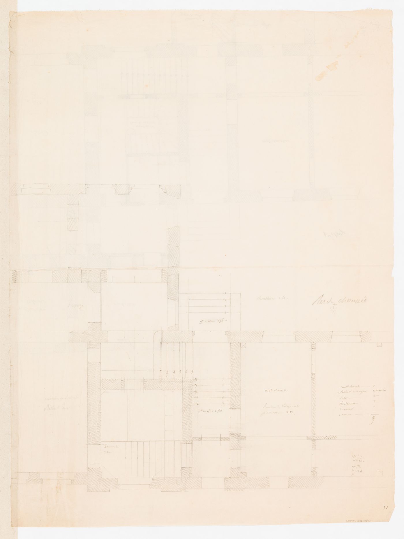 Project for alterations to the Préfecture de police, rue de Jérusalem, Paris: Partial ground floor plan