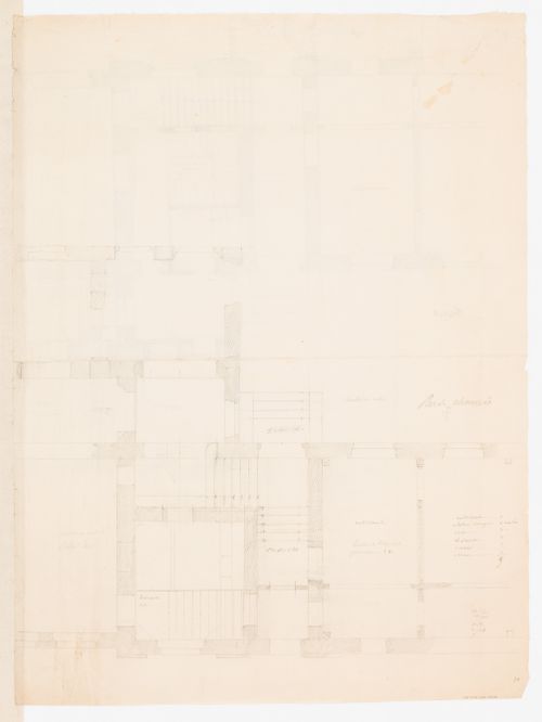 Project for alterations to the Préfecture de police, rue de Jérusalem, Paris: Partial ground floor plan