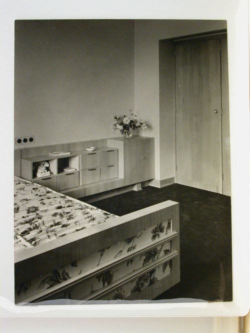 Interior view of the madam's bedroom of Haus "Sch" on the Ruhr River, Germany