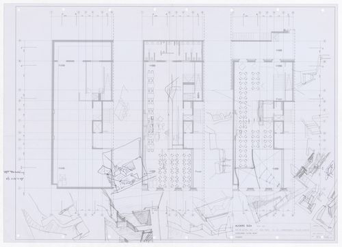 Plans and sketch axonometric views for Nova Cervejaria, Lisbon, Portugal