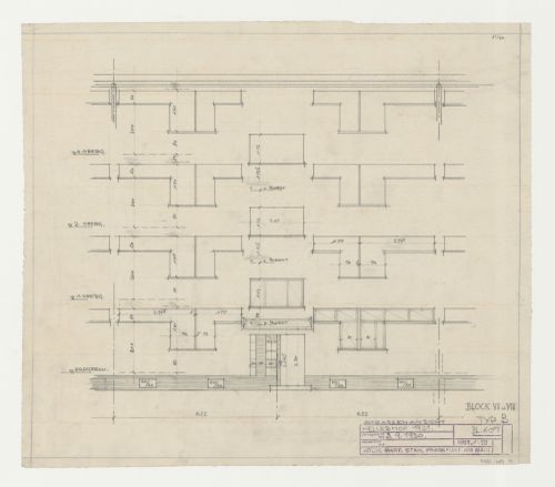 Street elevation for type B housing units, Hellerhof Housing Estate, Frankfurt am Main, Germany