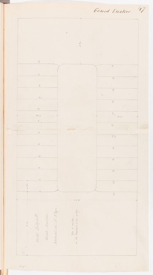 Plan for the grand staircase between the "entresol" and the first floor, Hôtel Soltykoff