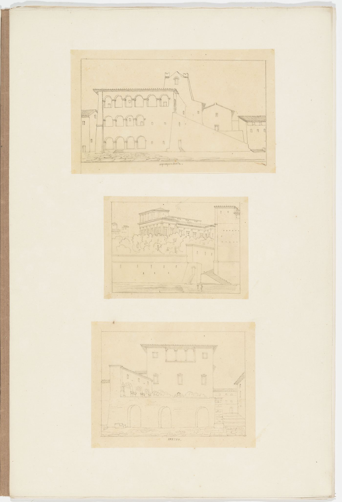 View of Aquapendente; View of an unidentified location; View of Arezzo