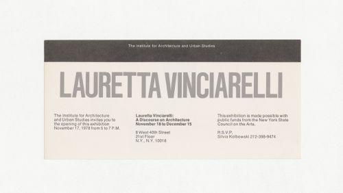 Pamphlet for Lauretta Vinciarelli exhibition at IAUS