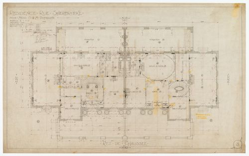 Résidence pour Oscar et Marius Dufresne, rue Sherbrooke, Montréal, Québec : plan du rez-de-chaussée