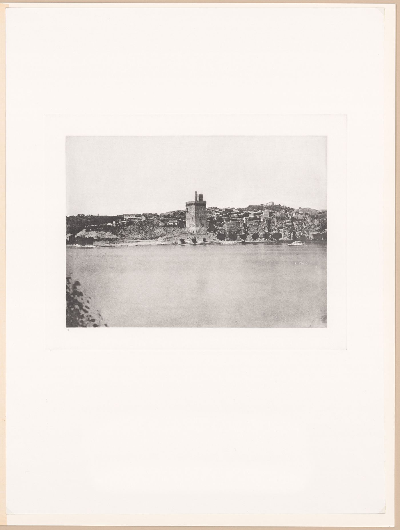 Exterior view at the tower from across the river, Villeneuve-lès-Avignon, France
