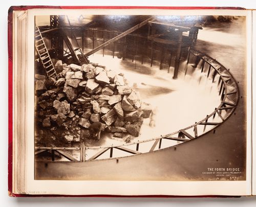 View of the Forth Bridge under construction, Firth of Forth, Scotland, United Kingdom