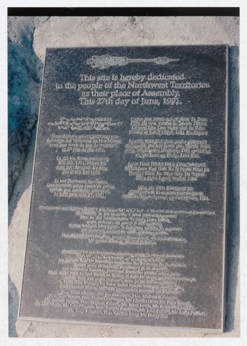 Photograph of the Northwest Territories Legislative Assembly plaque