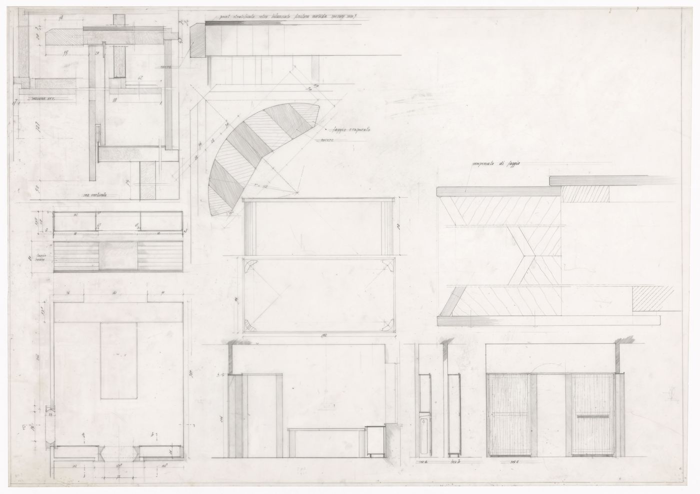 Sections and furnishings details for Casa Longhini, Milan, Italy