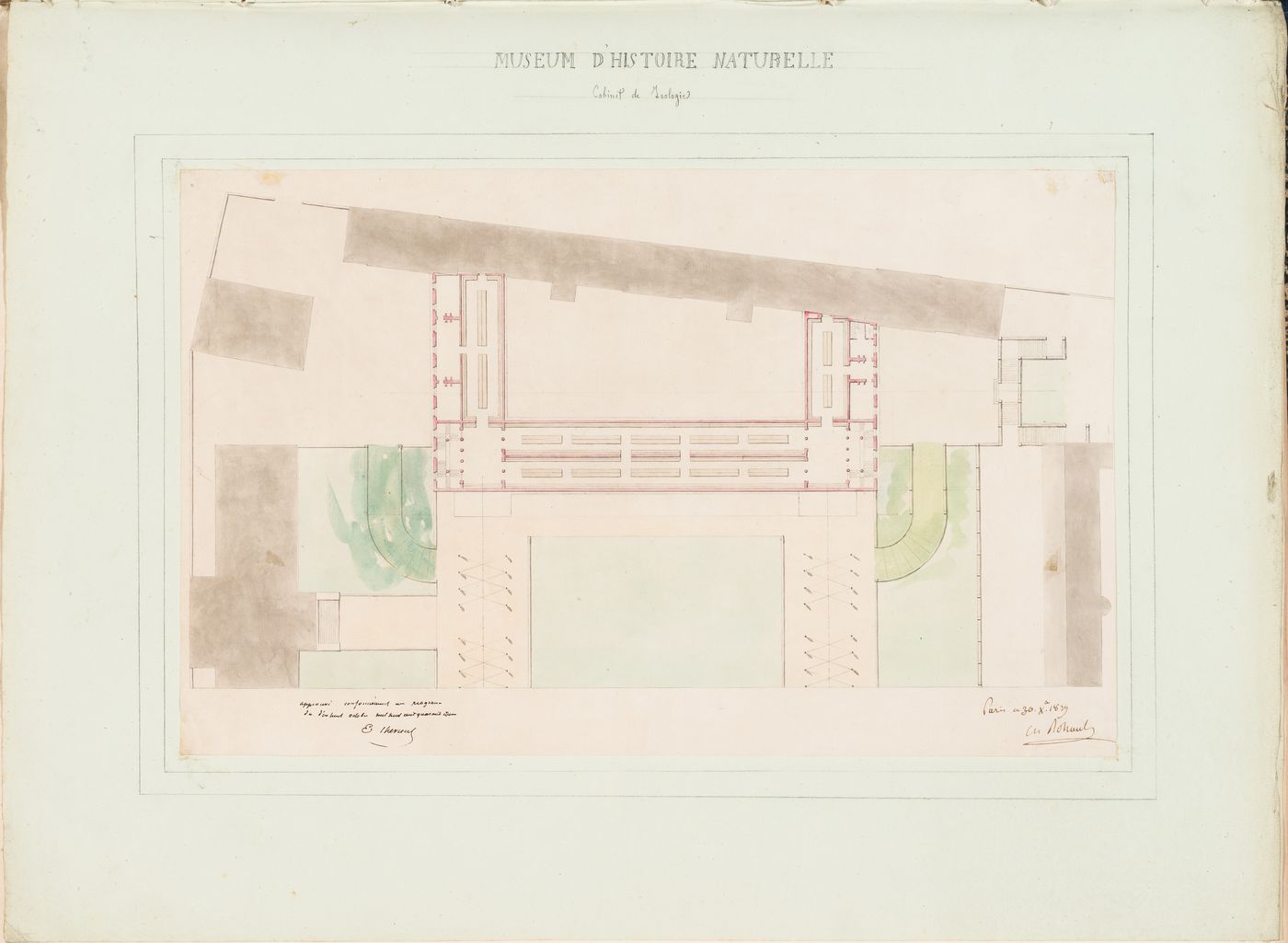 Project for a Galerie de zoologie, 1839: Plan
