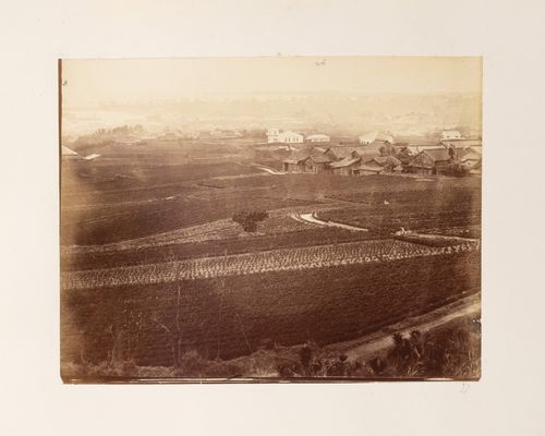 View of farmland and Kobe showing part of the foreign settlement, Japan