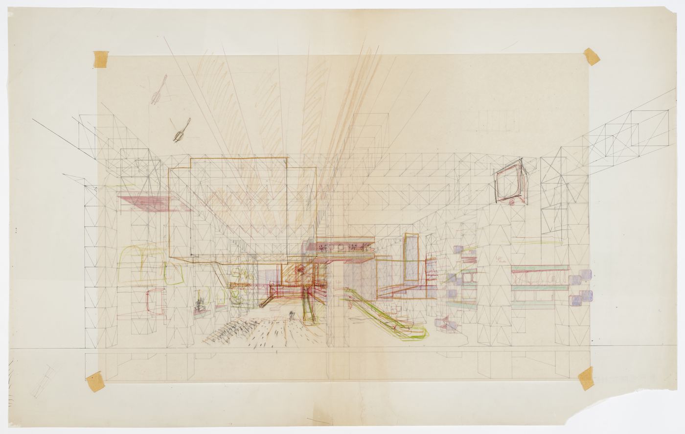 Fun Palace: perspective sketch of interior