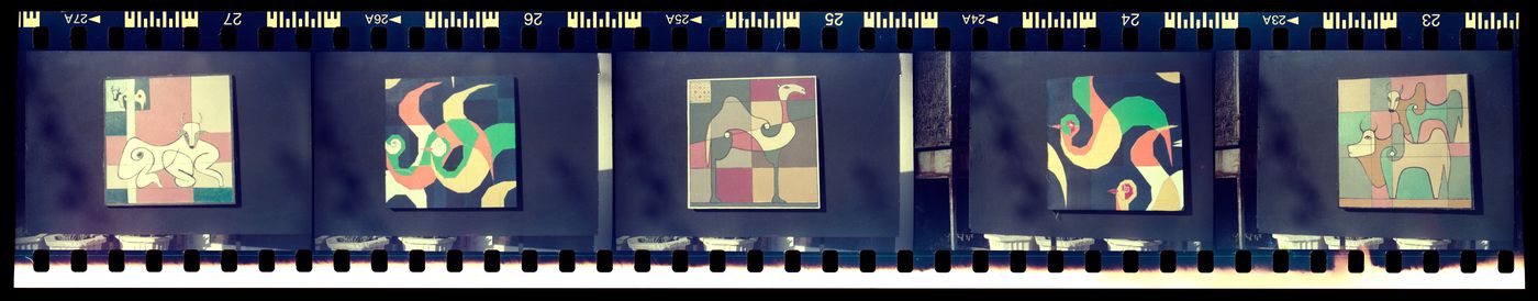 Photographic negatives of Aditya Prakash's artwork