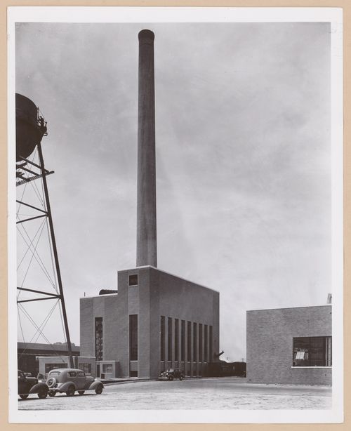 View of the principal and lateral façades of the Power House, General Motors Corporation Chevrolet division Automobile Assembly Plant, Baltimore, Maryland