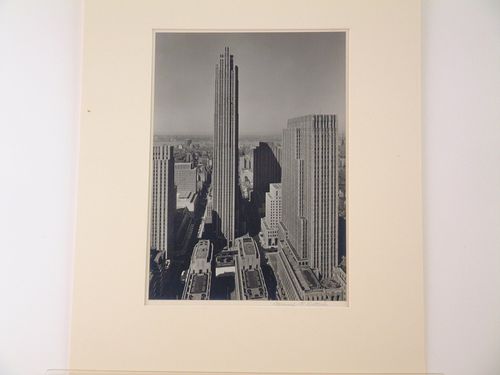 View of Rockefeller Center looking towards water, New York City, New York
