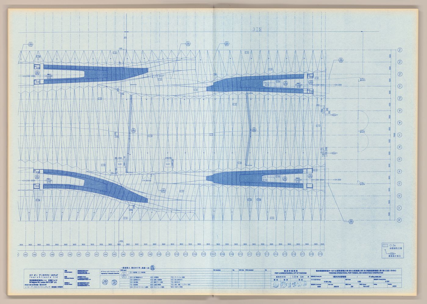 Detail of first floor celling for Yokohama International Ferry Port Terminal