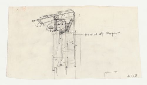 Wayfarers' Chapel, Palos Verdes, California: Section through a soffit, possibly for the vestry