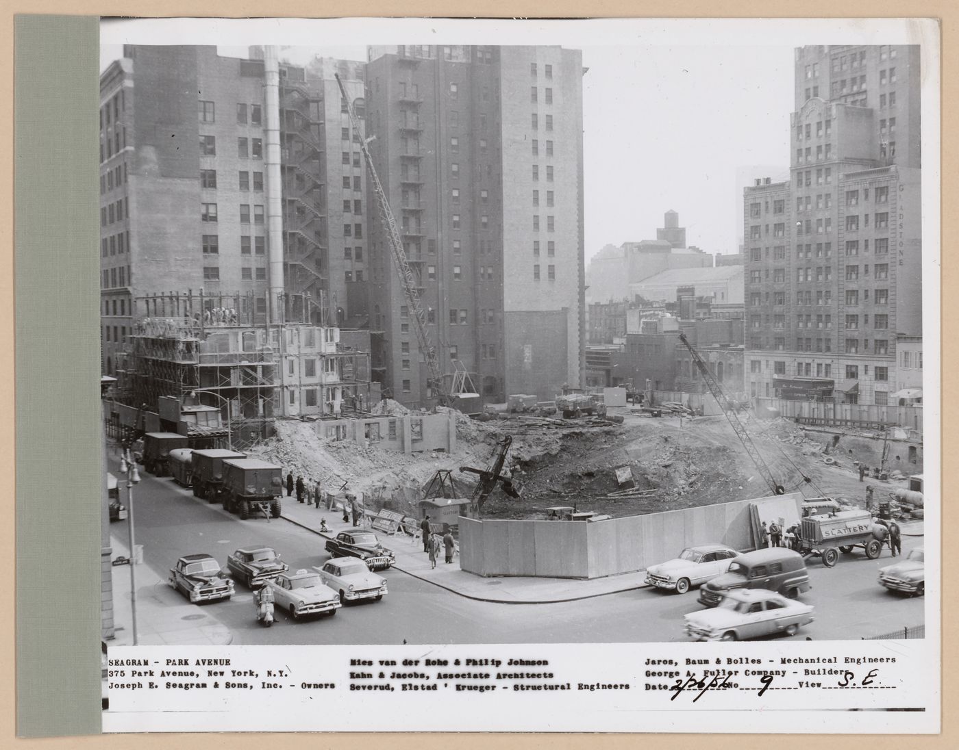 Seagram building under construction, 375 Park avenue, New York, N.Y., south-east view