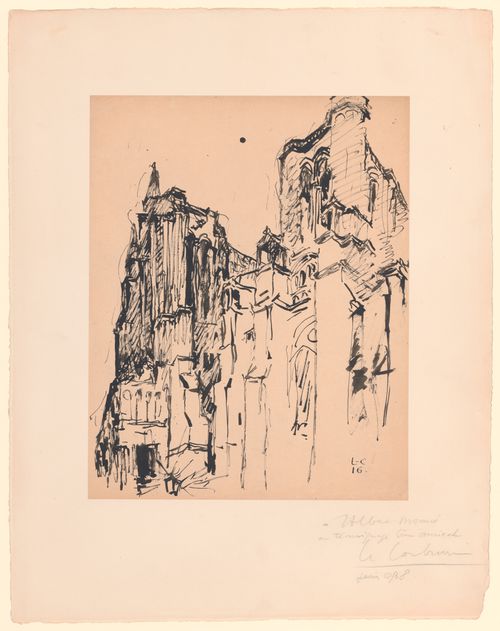 Perspective sketch of the south portal of Cathédrale de Chartres