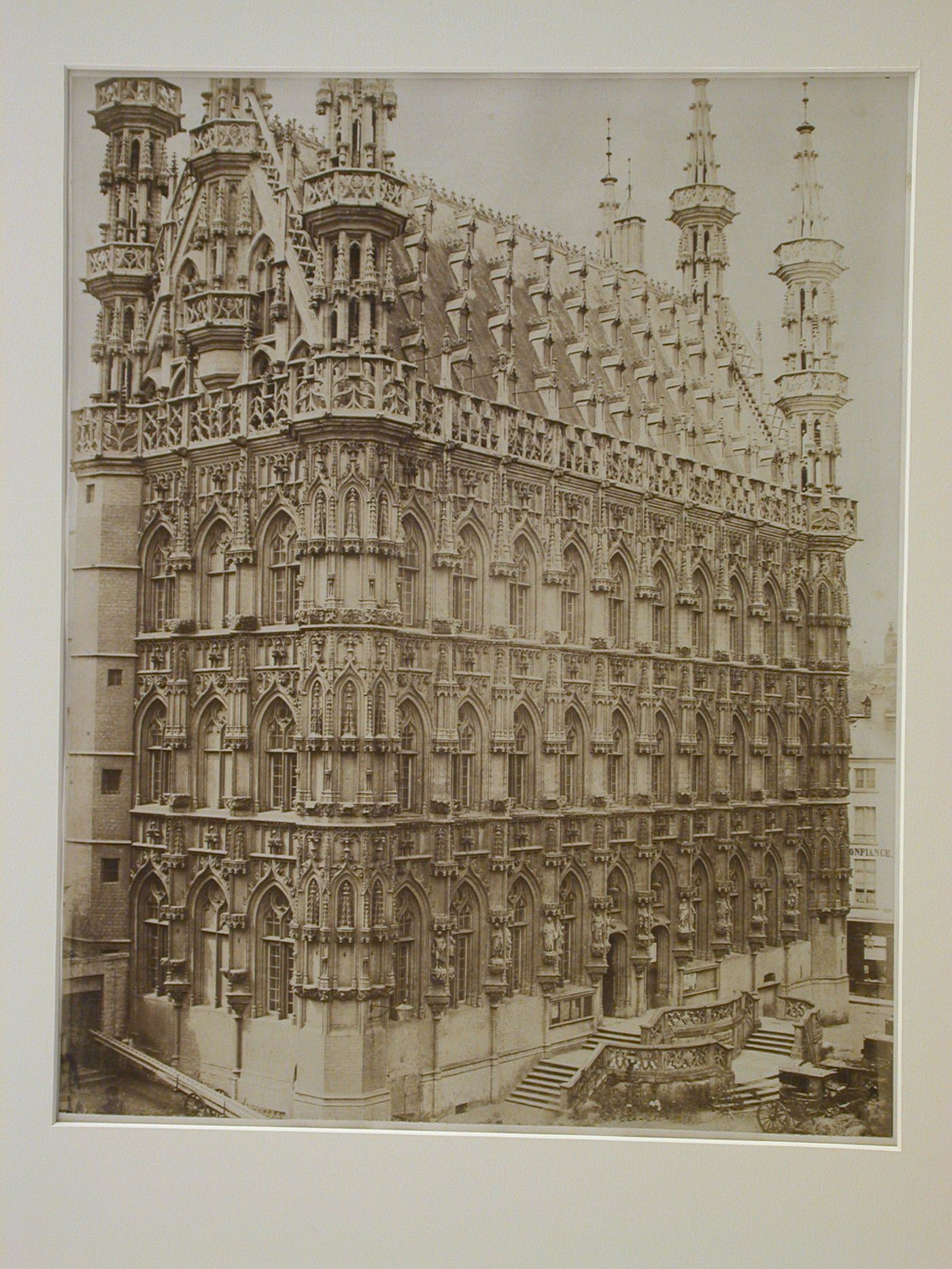 Exterior view of main façade and side of [?], Brussels [?], Belgium