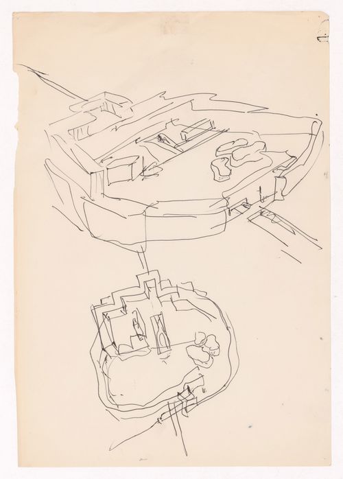 Sketch axonometric view and plan for Manuel Pereira Júnior, Vila Nova de Gaia, Portugal